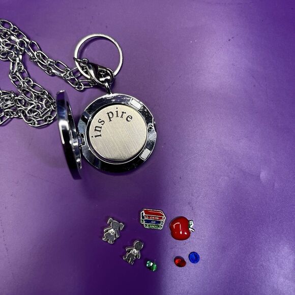 TEACHER APPRECIATION Living Locket Necklace Silver Chain 7 Pieces and 1 Disk - Picture 5 of 7